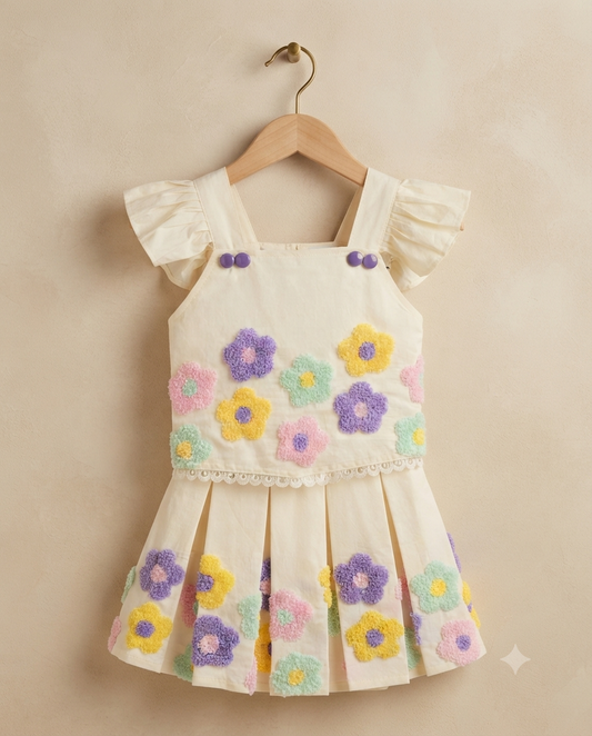 Daisy Dream Floral Skirt Co-Ord Set for Girls