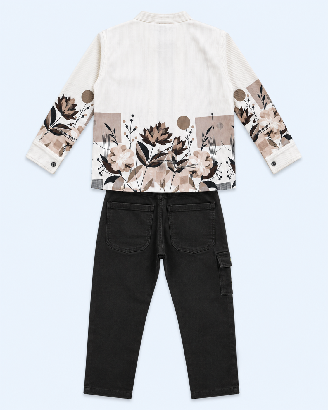 Urban Bloom Boys 3-Piece Full Pants Co-ord Set – Ivory & Black