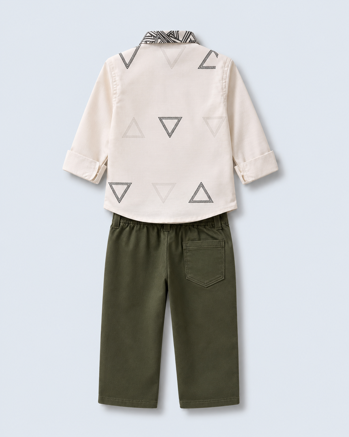 Geo Edge Boys Indo-Western Outfit Set – Ivory & Olive 175F
