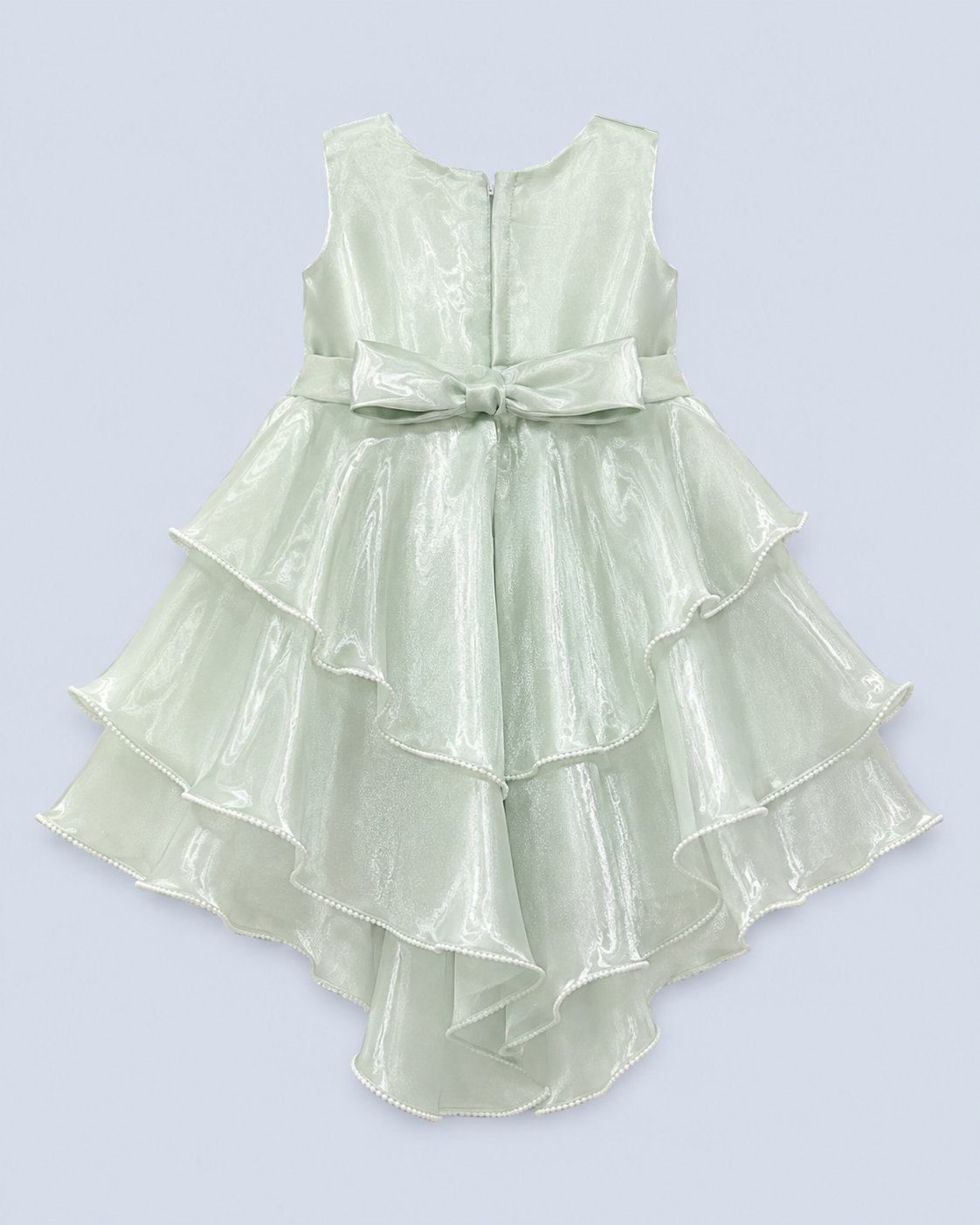 Mint Cascade Pearl Rosette High-Low Party Frock