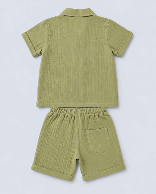 Palm Courtyard Sage Green Boys’ Co-Ord Set-ENJ-H01
