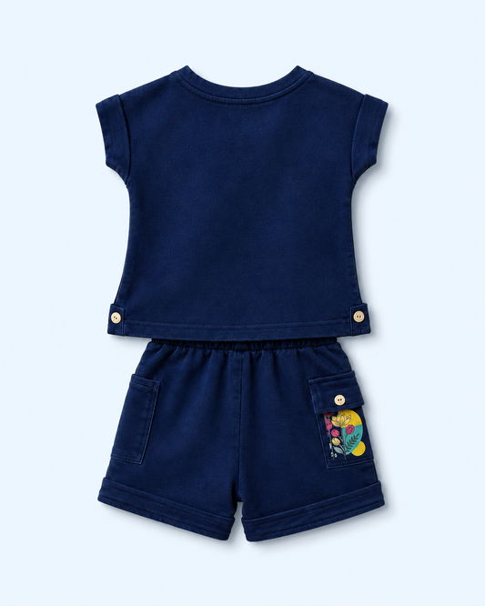 Floral Pop Denim Shorts Co-ord Set