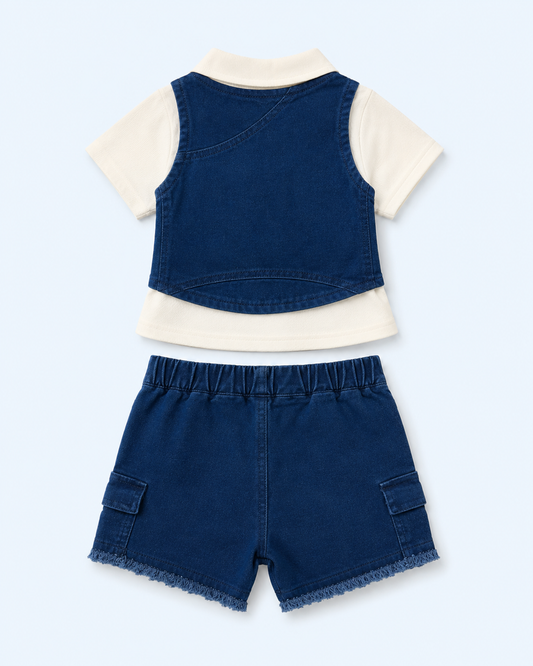 Bluebell Bloom Crochet Denim Co-ord Set