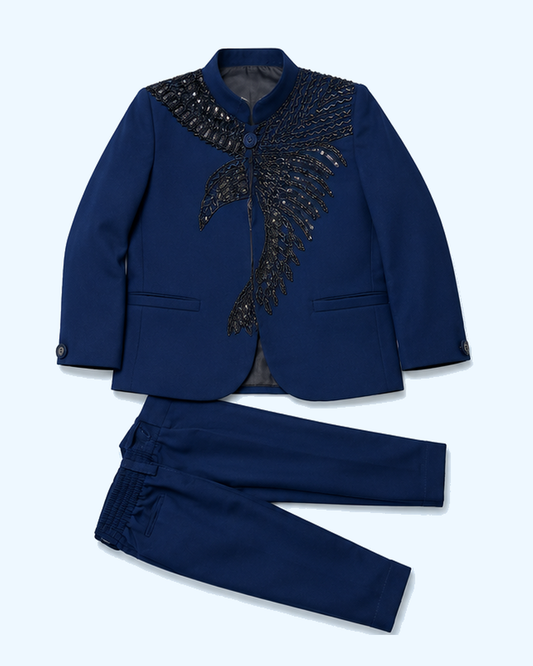Midnight Plume Beaded Jodhpuri Suit Set