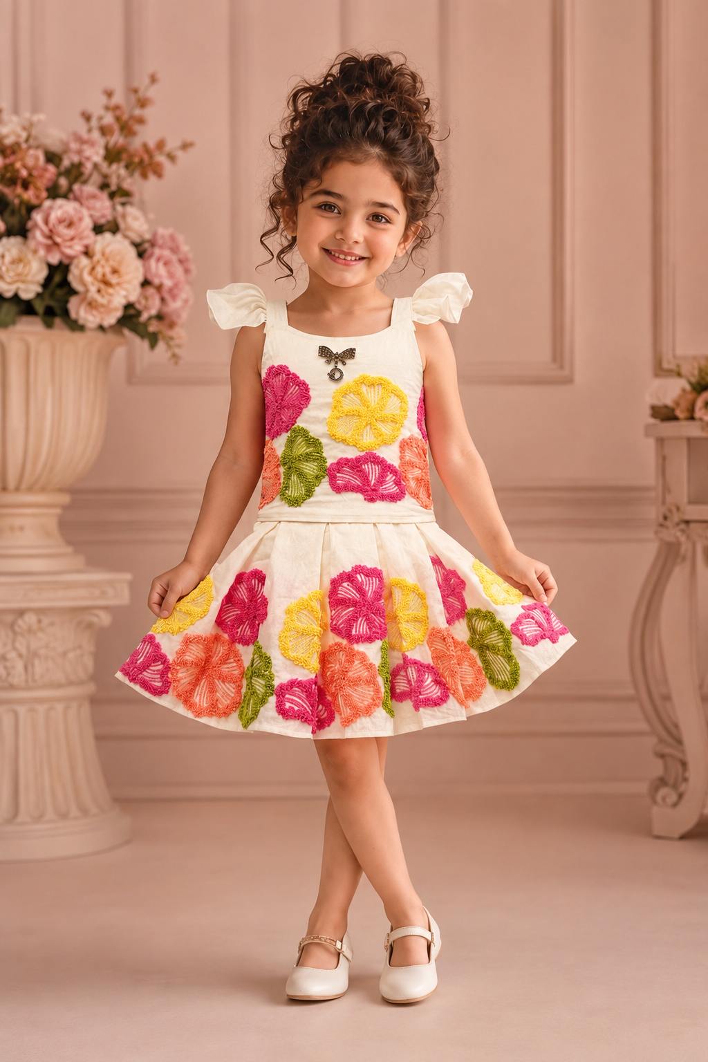 Glow Garden Embroidered Girls Co-Ord Set | Premium Party Wear | 6 Months–3 Years