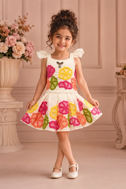 Glow Garden Embroidered Girls Co-Ord Set | Premium Party Wear | 6 Months–3 Years