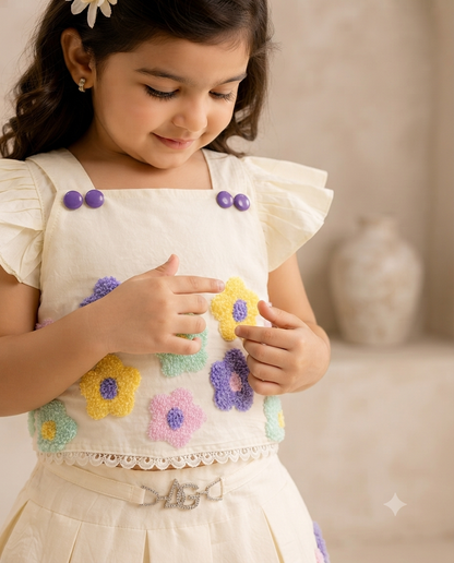 Daisy Dream Floral Skirt Co-Ord Set for Girls