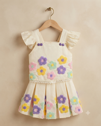 Daisy Dream Floral Skirt Co-Ord Set for Girls
