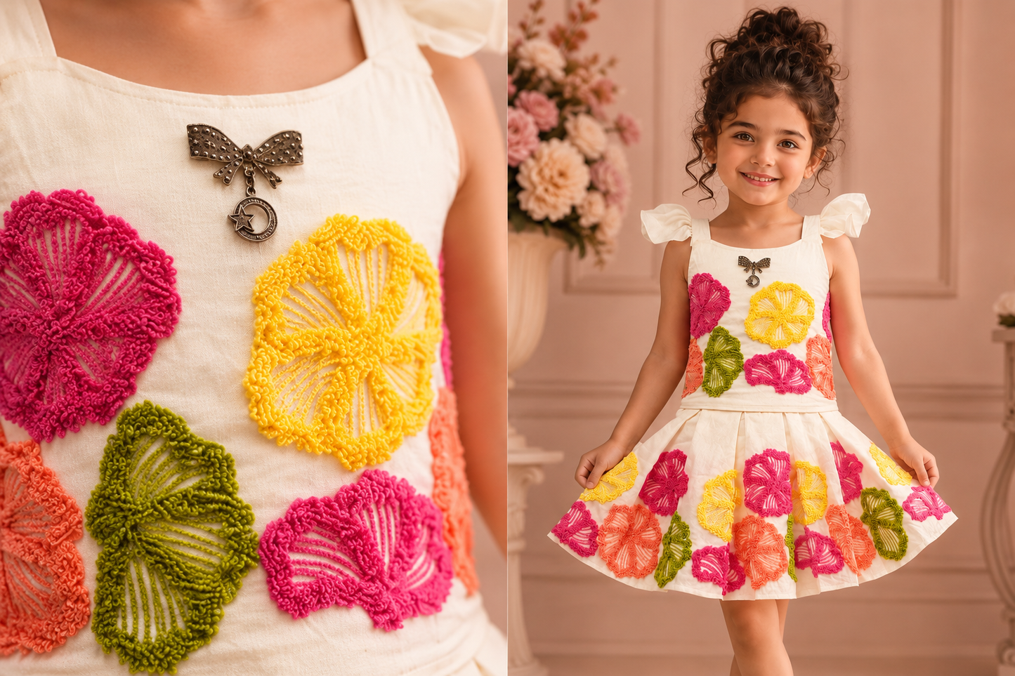 Glow Garden Embroidered Girls Co-Ord Set | Premium Party Wear | 6 Months–3 Years