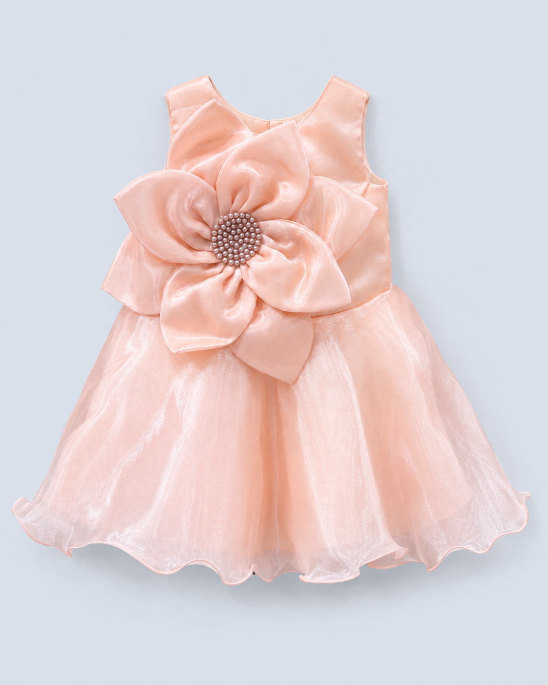 Peach Pearl Bloom Girls Party Dress