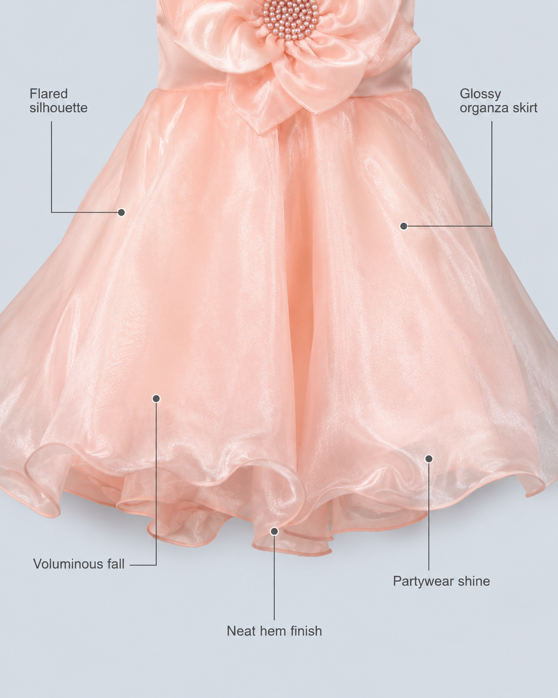 Peach Pearl Bloom Girls Party Dress