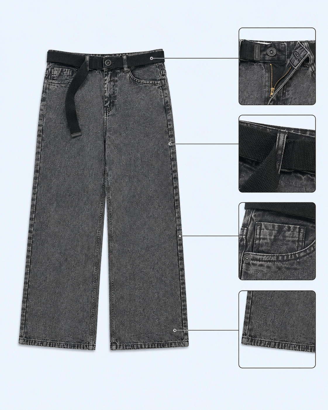 Boys Baggy Jeans - Black Kick-4702