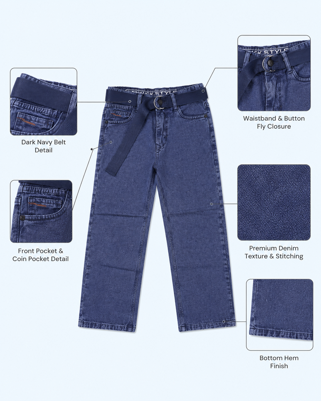 Boys Baggy Jeans - Blue Kick-4702