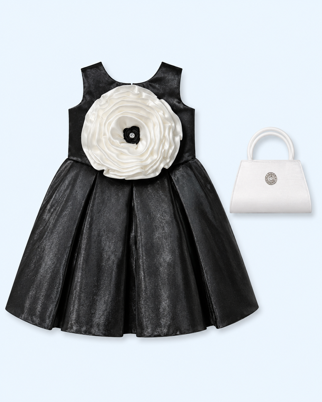 Midnight Ivory Rosette Party Dress