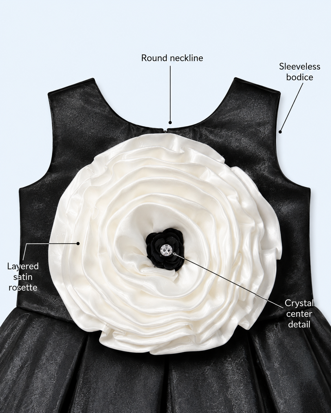Midnight Ivory Rosette Party Dress