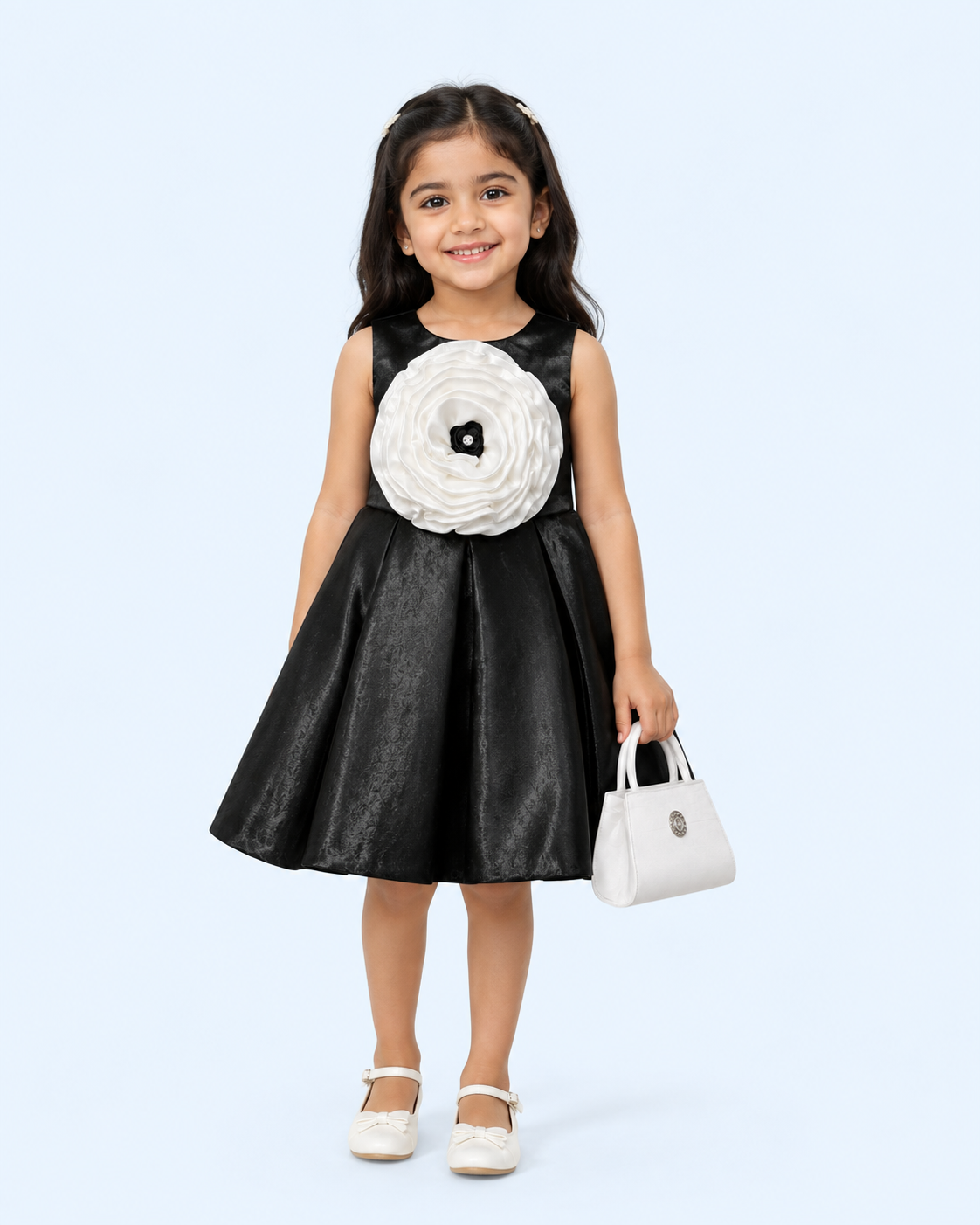 Midnight Ivory Rosette Party Dress