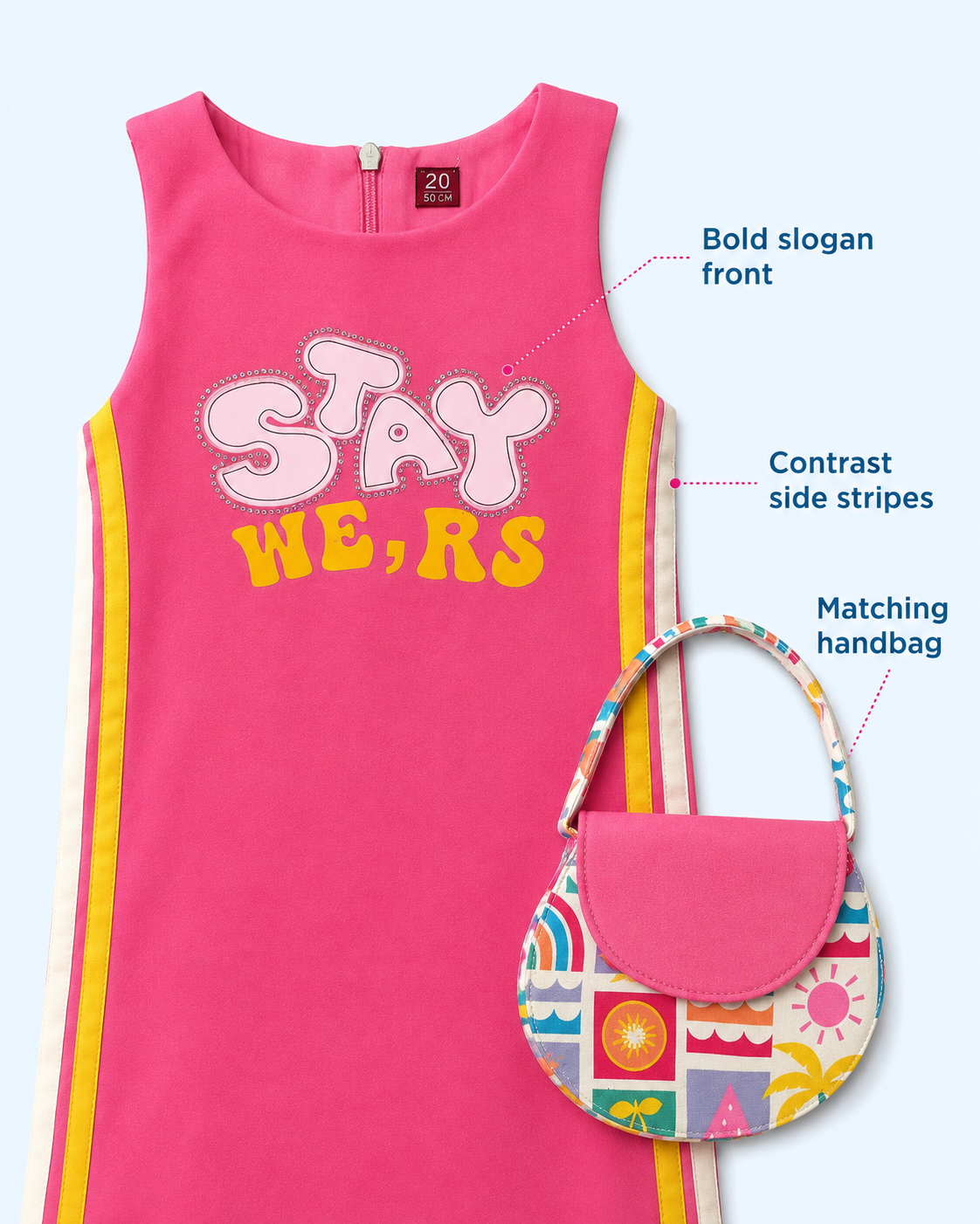 Tropical Pop Vest Dress Set with Matching Handbag