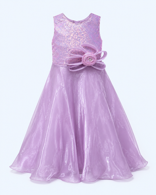 Lavender Stardust Sequin Long Gown for Girls