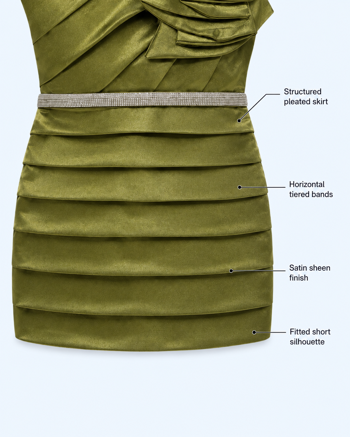 Olive Luxe Rosette One-Shoulder Party Dress for Girls