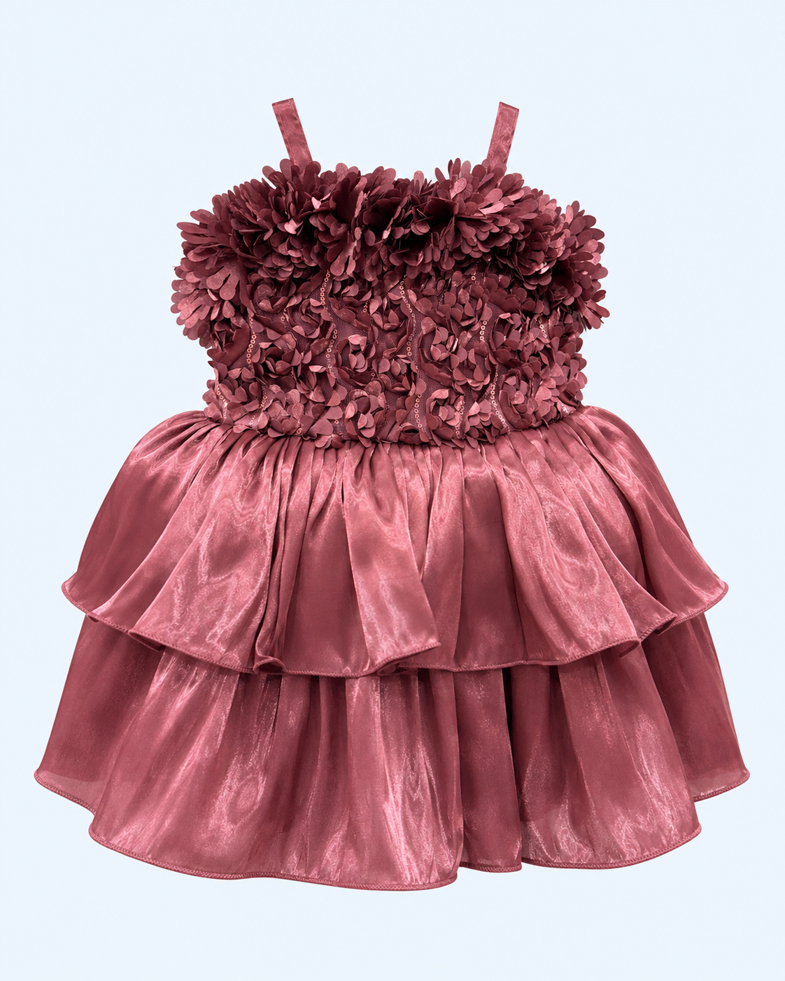 Mauve Blossom 3D Floral Party Frock
