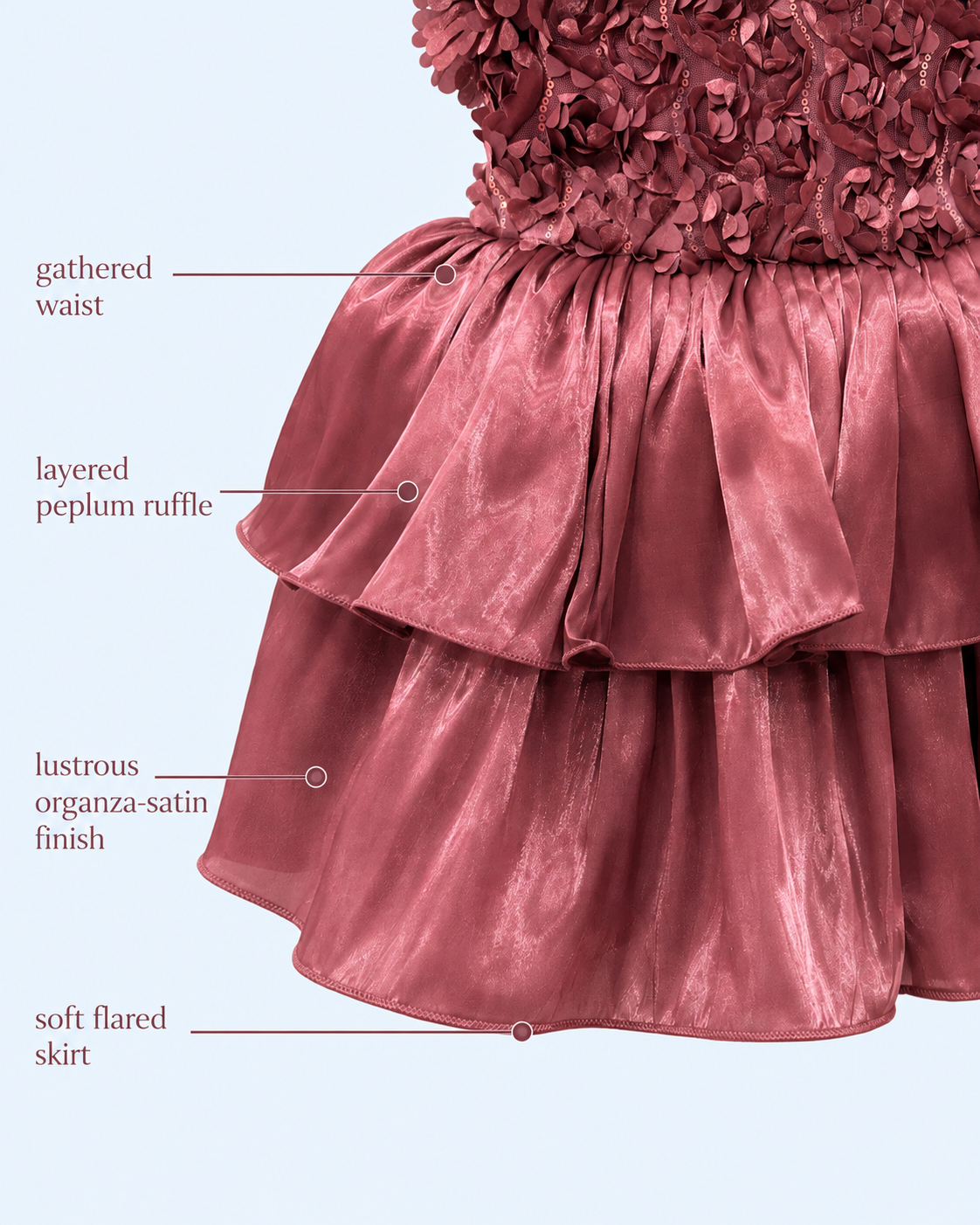 Mauve Blossom 3D Floral Party Frock