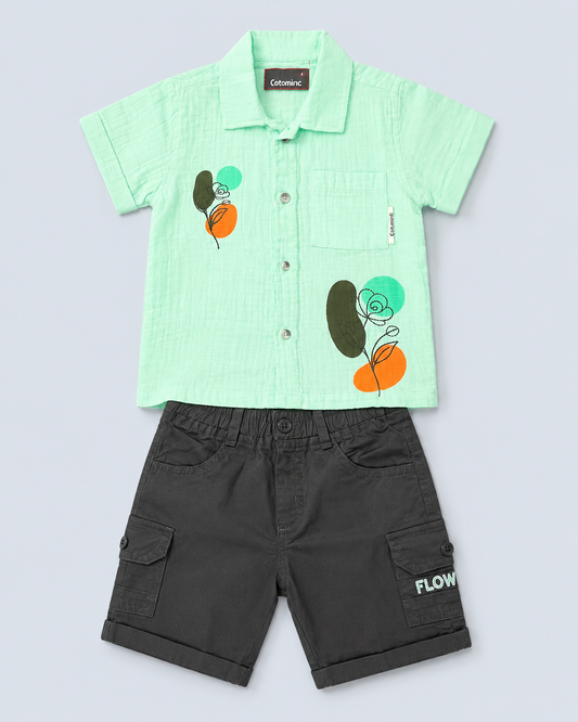 Botanical Pop Boys Shirt & Shorts Set- CTM/2305