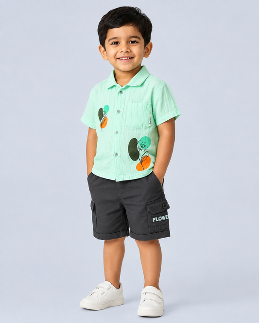 Botanical Pop Boys Shirt & Shorts Set- CTM/2305