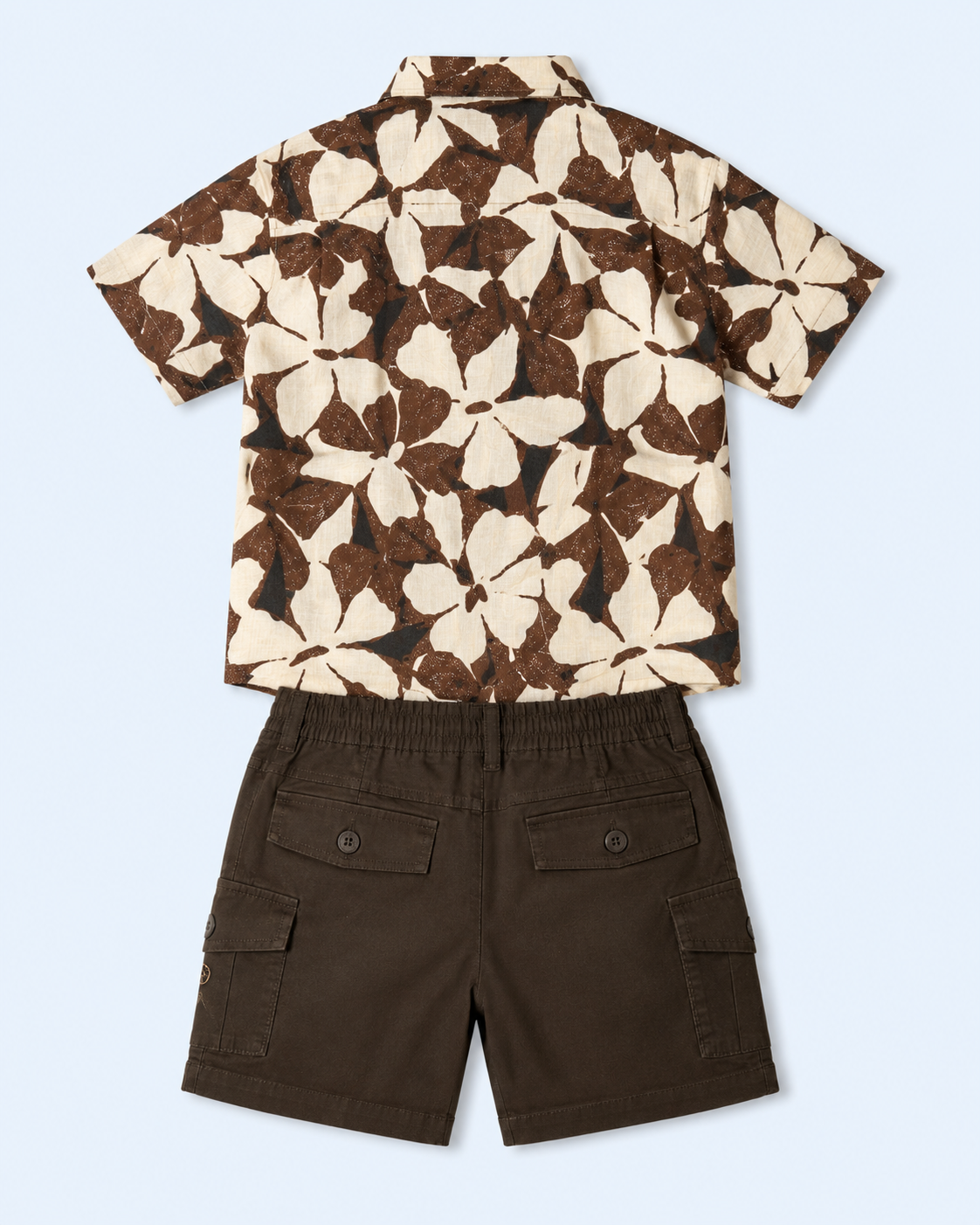 Mocha Bloom Boys Cargo Co-ord Set