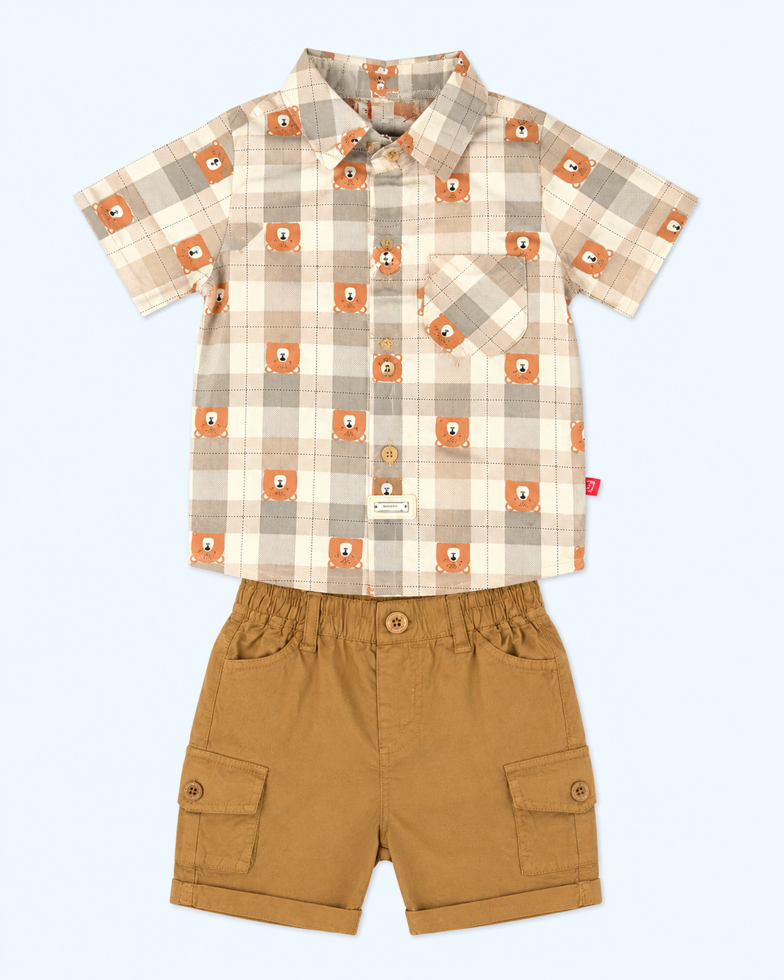 Teddy Check Boys Cargo Co-ord Set - CTM/2247