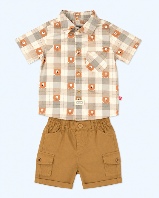 Teddy Check Boys Cargo Co-ord Set - CTM/2247