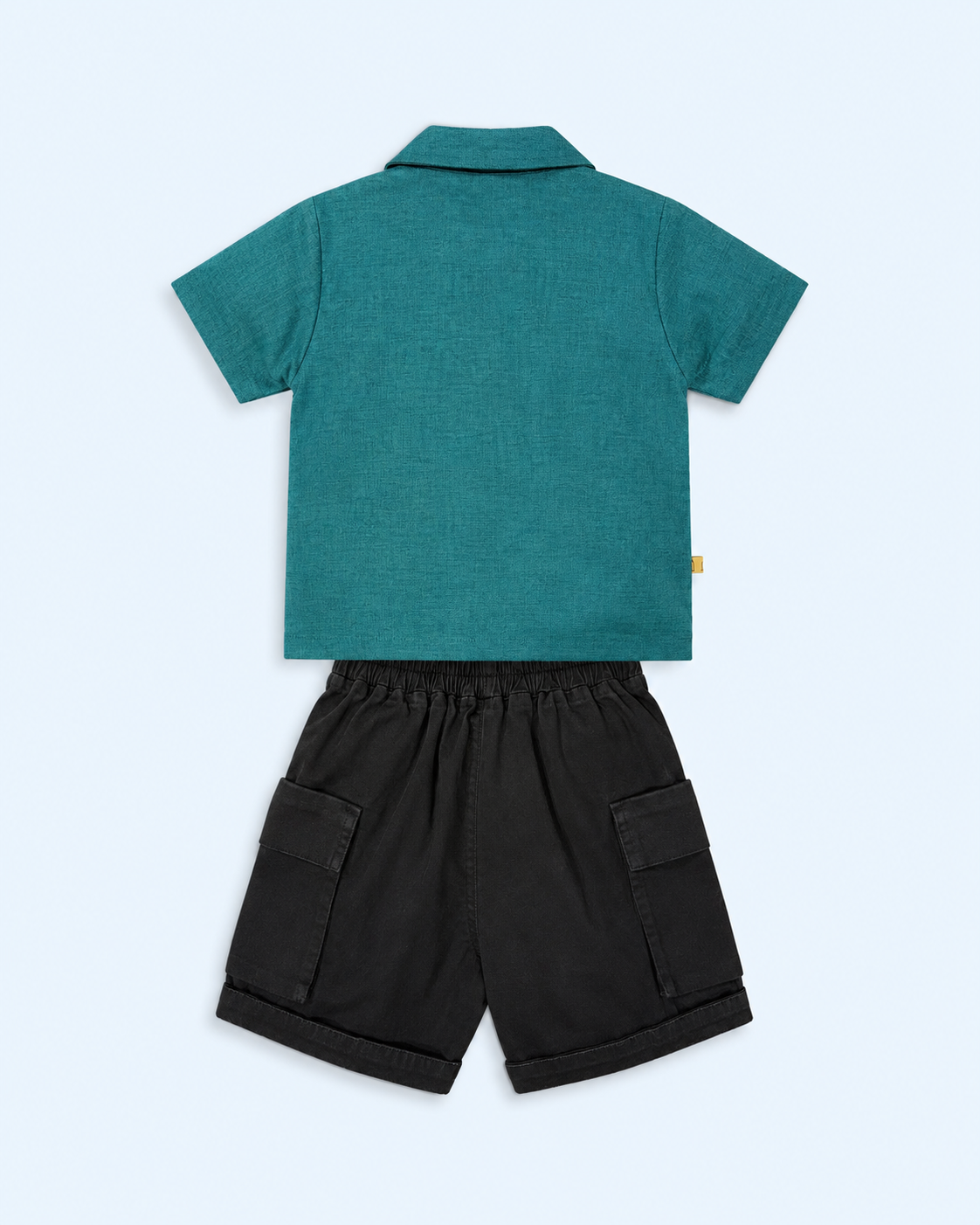 Teal Noir Boys Layered Cargo Set - CATMINT/213E