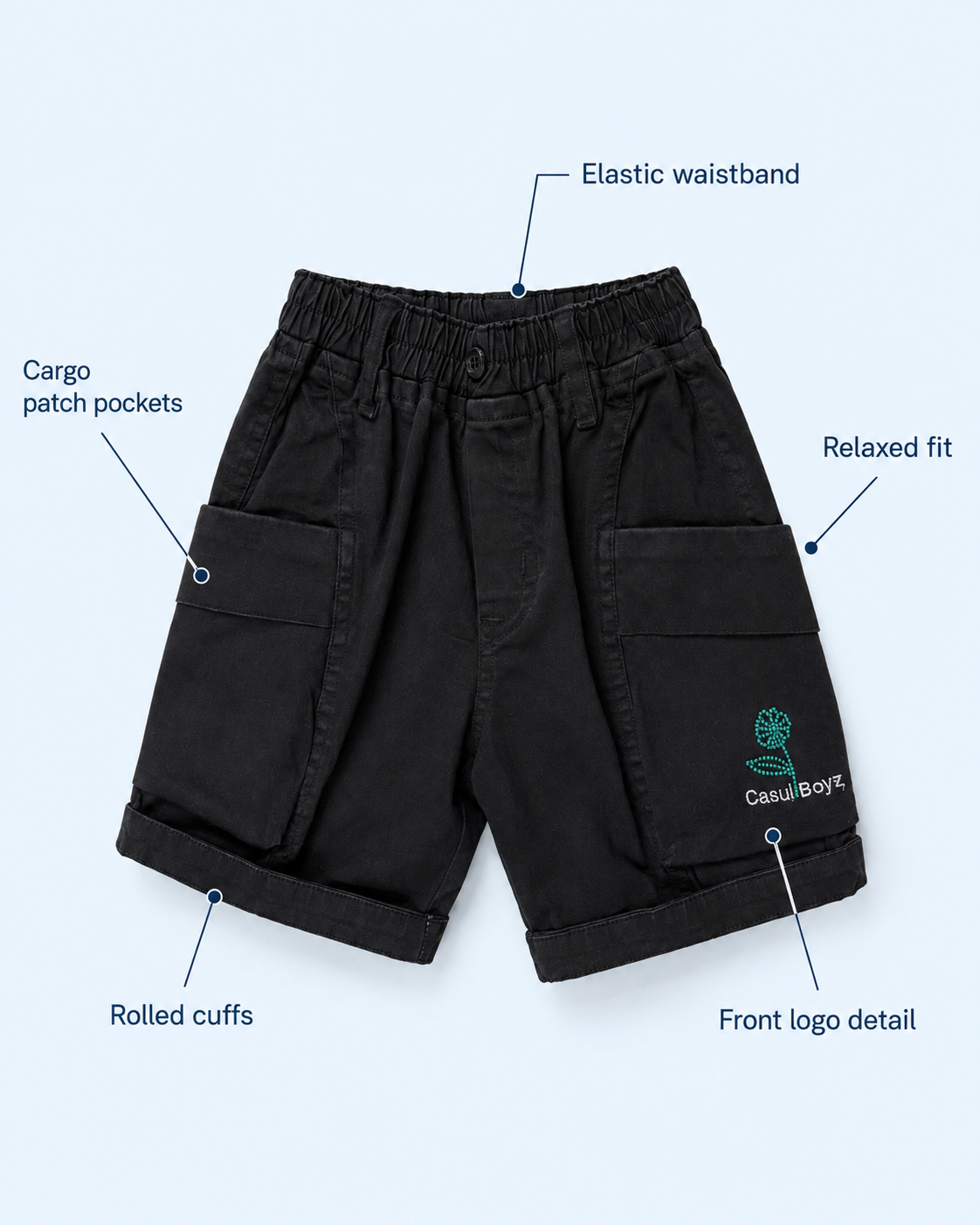 Teal Noir Boys Layered Cargo Set - CATMINT/213E