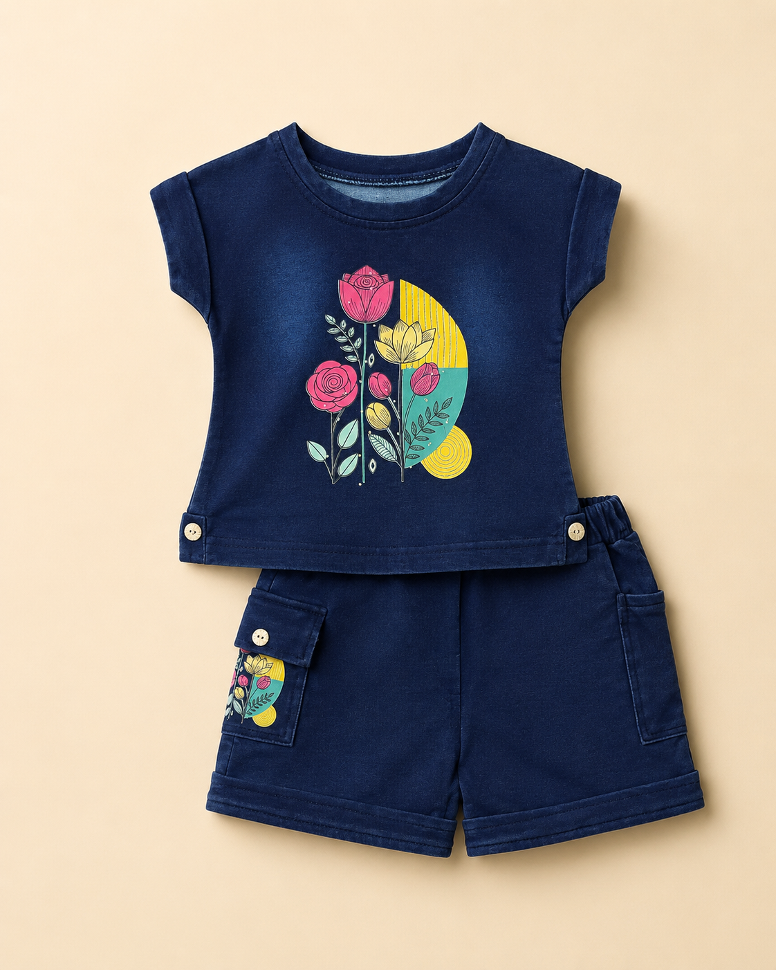 Soft Denim Shorts and Top Co-ord set -Diana7896