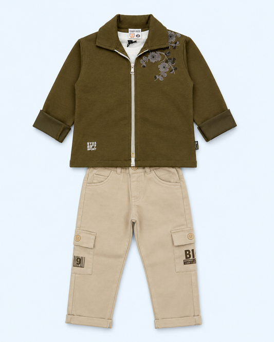 Olive Edge Boys’ 3-Piece Cargo Jacket Set -FNB-9043
