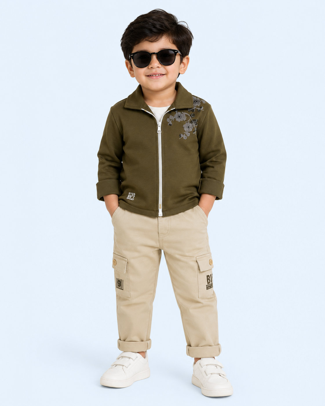 Olive Edge Boys’ 3-Piece Cargo Jacket Set -FNB-9043