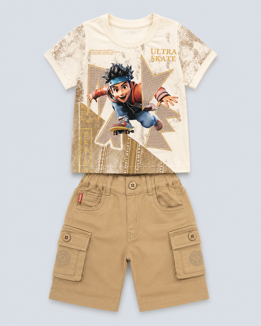 Ultra Skate Premium Boys’ Graphic T-Shirt & Cargo Shorts Set-HPP-2216