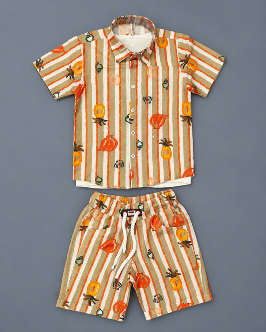 Citrus Trail Striped Shirt & Shorts Co-ordSet - ENJ-H16