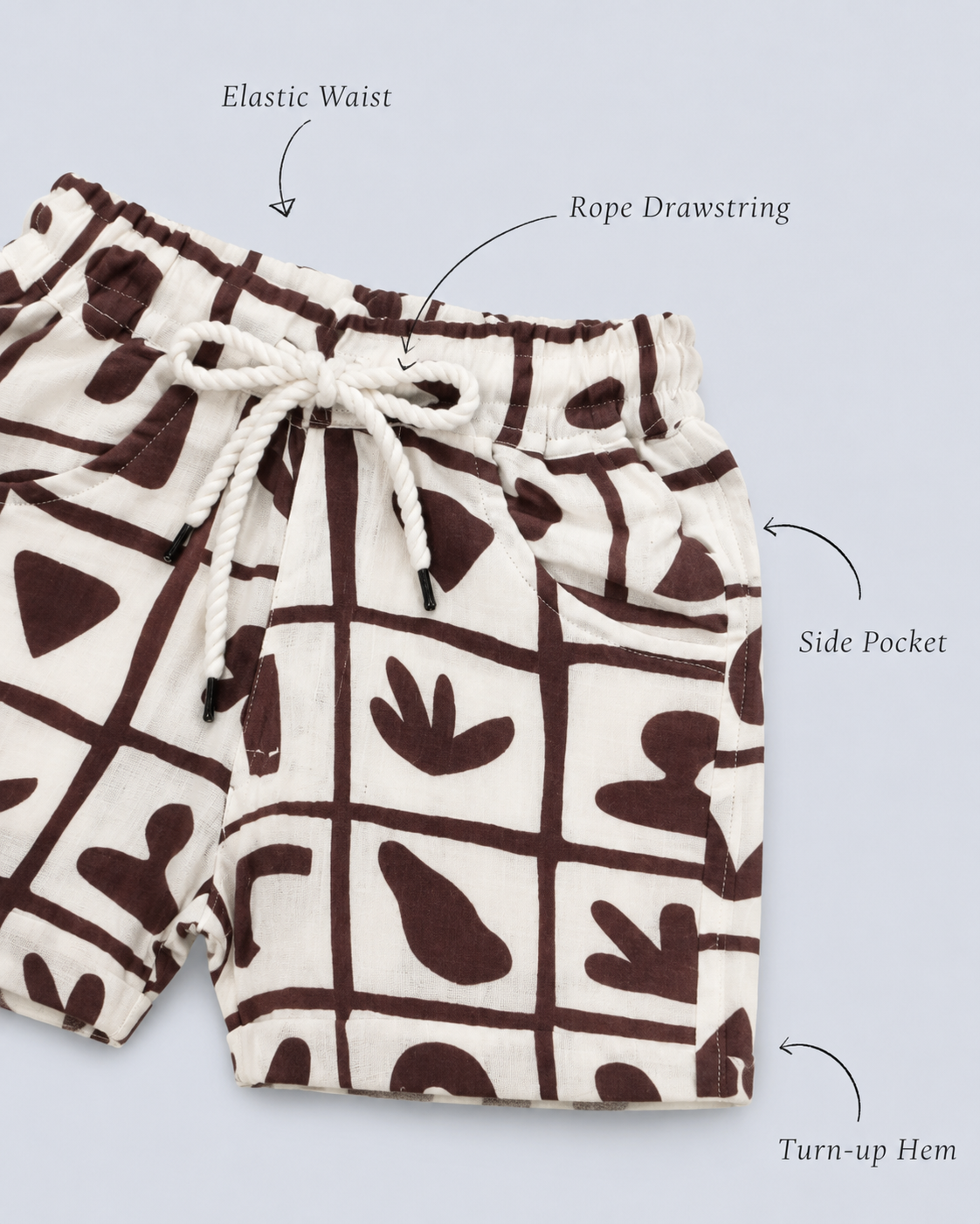 Cocoa Doodle Grid Boys’ Shirt & Shorts Co-Ord Set -ENJ-H15