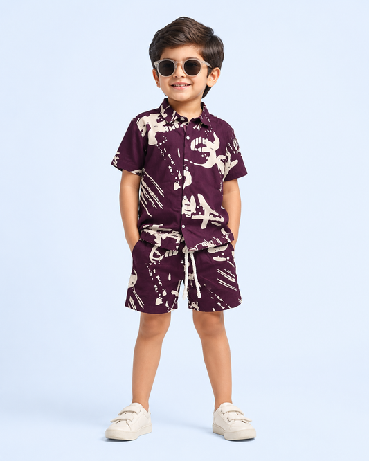 Plum Strokes Lightweight Co-Ord Set -ENJ-H19