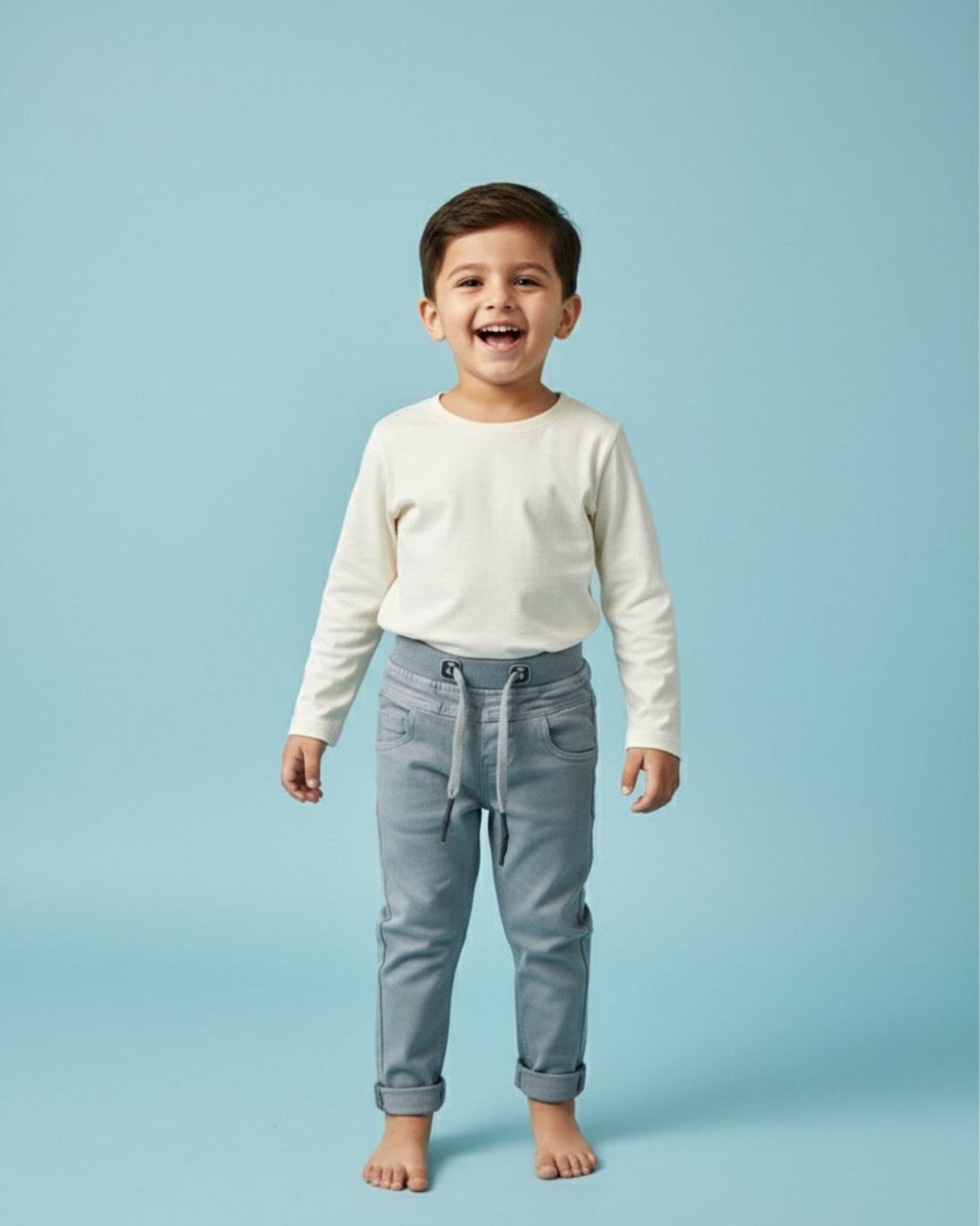 Super-stretch SoftGrip Relax Fit Unisex Denim Pants - Grey