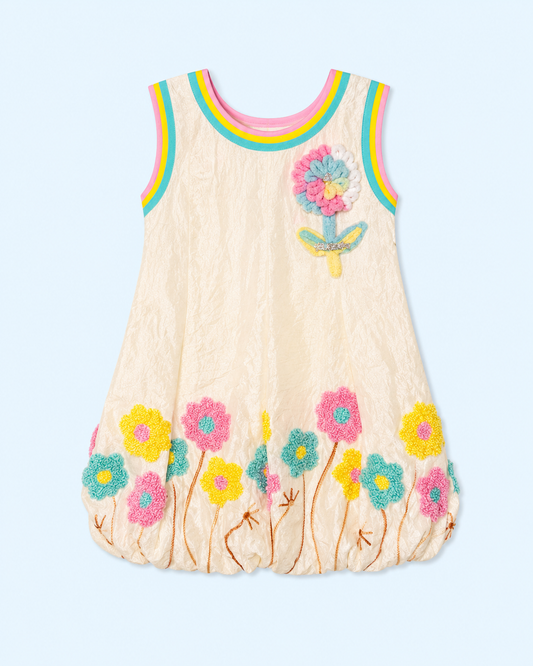 BloomPop Ivory Floral Bubble Dress