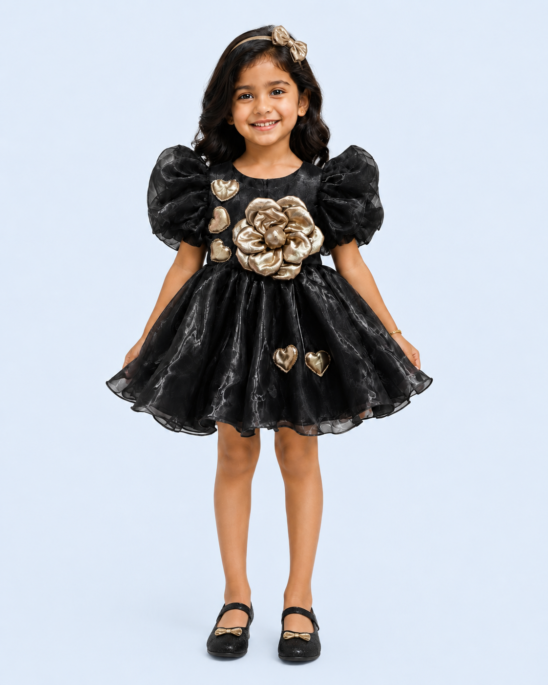 Midnight Golden Bloom Party Dress
