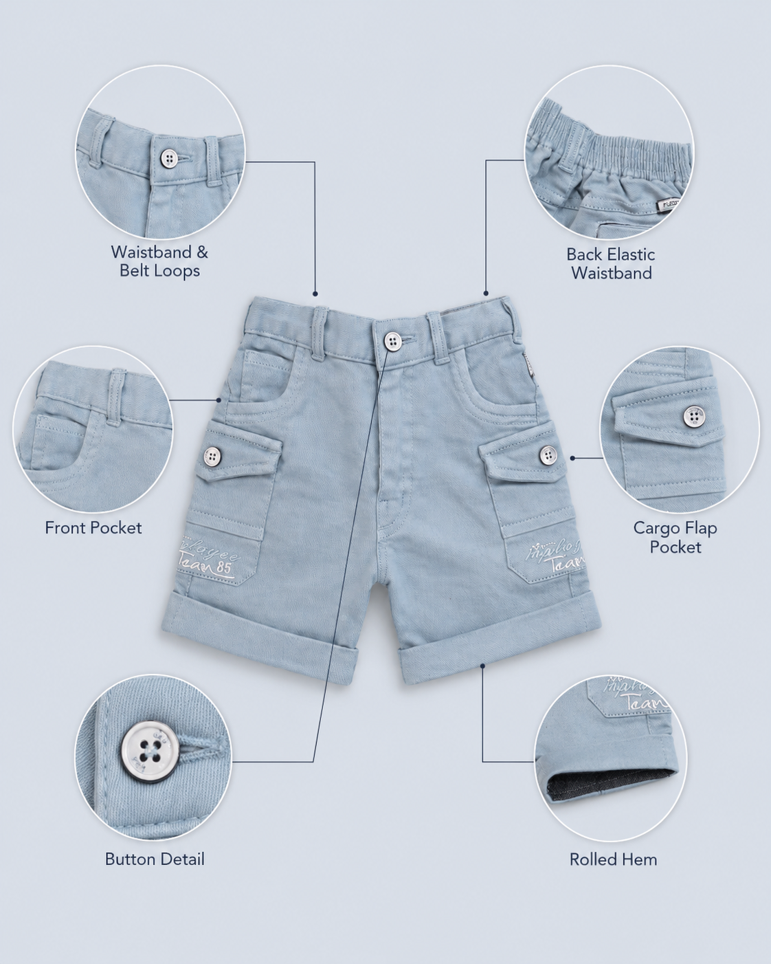 Bluehaven Tropic Boys 2-Piece Cargo Set – Powder Blue 7673